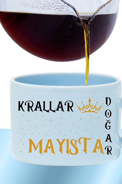 qoeuyl boutique Kings Are Born This Month Printed Spouse Dear Father Special Day Gift Rectangular Handle Pastel Blue Cup