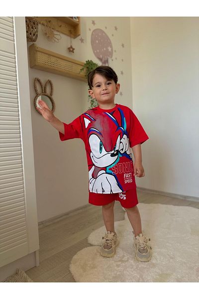 öykümgaleria Boy's Summer Top and Bottom Set with Shorts