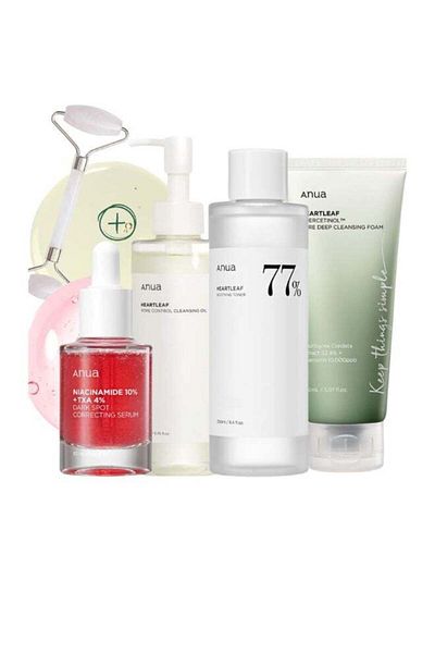 ANUA Complete Pack Pore Control Cleansing Oil - Niacinamide Serum 10% - 77% Soothing Toner PH 5.5 -
