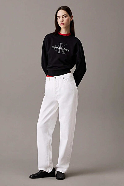 Calvin Klein Kadın Ck Monologo French Terry Relaxed Sweatshirt - Siyah