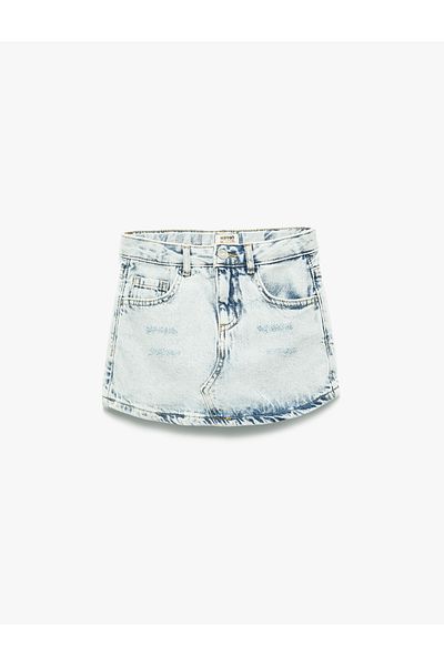 Koton Fusta scurtă din denim din bumbac cu buzunare cu nasturi