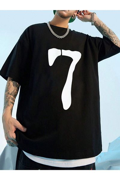 Hunors Sportswear & Company Tricou pentru bărbați oversize cu imprimeu cu 7 numere Casual Boyfirend
