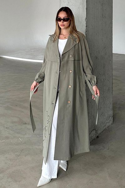 Olcay Șapcă modal neamortizată cu detaliu broderie cu mâneci raglan KHAKI 6735