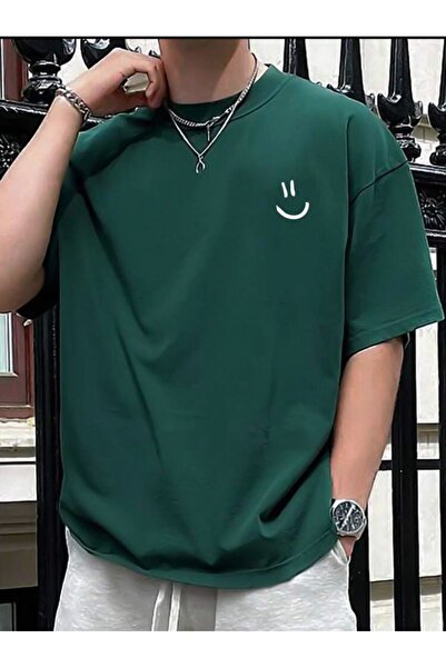 PERISENSE Унисекс тениска с принт на усмихнато лице