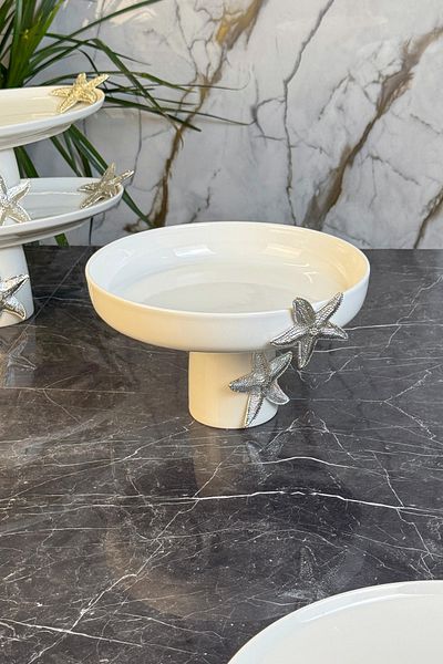 MAY HOME Silver Detailed Starfish Tableware Presentation Bowl