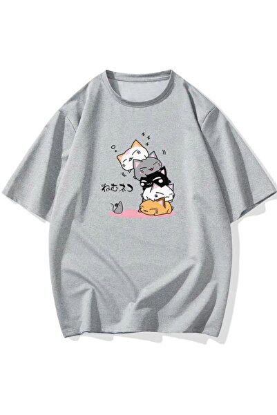 PERISENSE Μπλουζάκι Cute Cats με στάμπα Basic