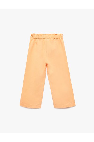 Koton High Waist Linen Blend Trousers with Elastic Waist