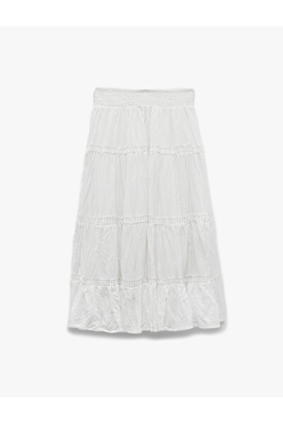 Koton Fusta midi Gipeli A-Line cu detaliu din dantela de bumbac