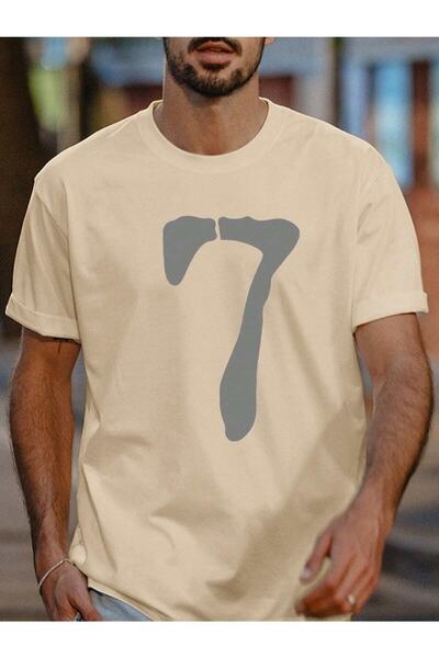 YRN COLLECTION Ανδρικό μπλουζάκι Oversize με τυπωμένο 7 νούμερο Casual Boyfirend