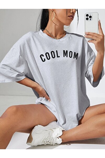 YRN COLLECTION تي شيرت Salas كبير الحجم مطبوع عليه Cool Mom للنساء/الفتيات Bo...