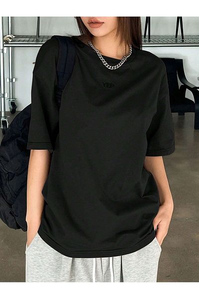 Boi Yep T-Shirt - Μαύρο εμπριμέ κοντό μανίκι με λαιμόκοψη