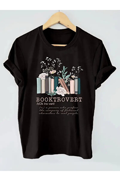 YRN COLLECTION Tricou pentru femei cu imprimeu Booktrovert verde kaki