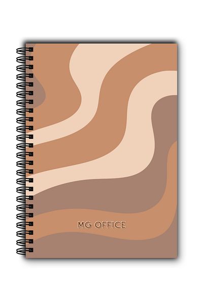 MG Office A5 Cappuccino Velin Notebook – Metallic spiral, 80 sheets, thick paper, soft cover