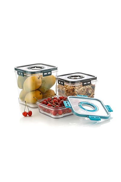 Bisbell Acrylic Timer Storage Container Set 3pcs,Airtight Storage Set,700ml,1400ml,2100ml