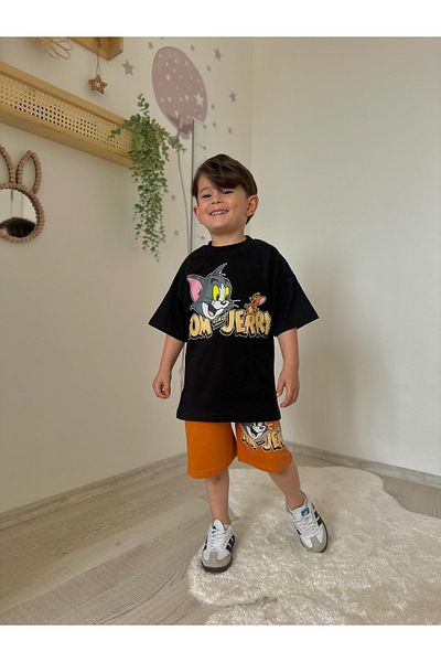 öykümgaleria Boy's Summer Top and Bottom Set with Shorts