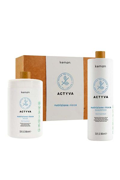 Kemon Set de hidratare Actyva Nutrizione Ricca, șampon 1000 ml Mască 1000 ml