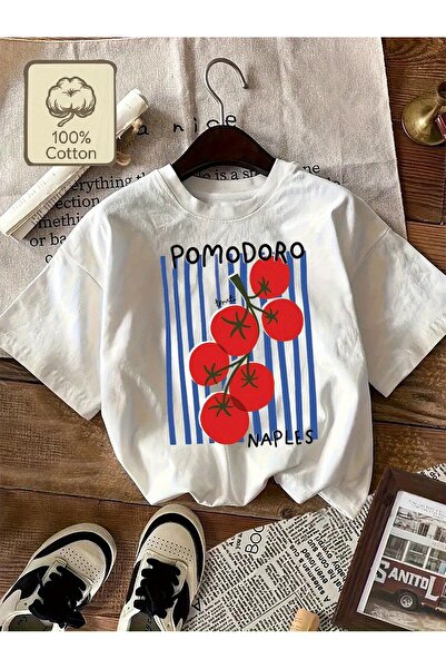 PERISENSE Tricou de damă cu imprimeu Pomodoro Napoli