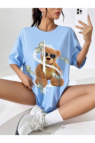 Boi Γυναικεία / Κορίτσια Dollar Bear Μπλουζάκι με στάμπα Oversize Casual Boyfirend