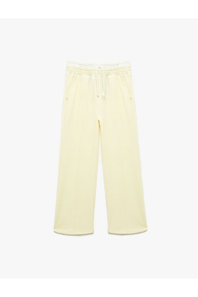 Koton Basic Wide-Leg Pants with Tie-Up Waist