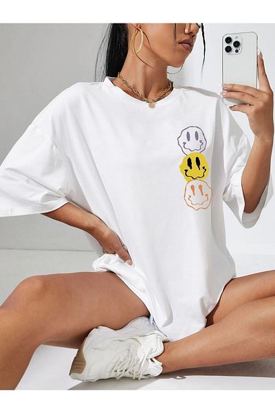 Boi Smile Printed Γυναικεία / Κορίτσια Oversize Casual T-shirt Boyfirend