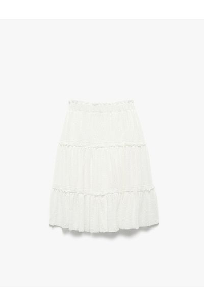 Koton Layered Midi Lace Skirt with Elastic Waist