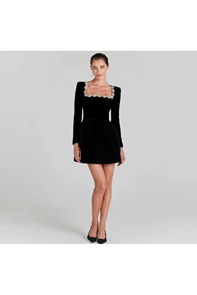 Feyz Store Taş İşlemeli Mini Elbise