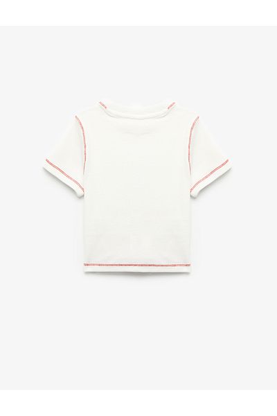 Koton Crew Neck Short Sleeve Strawberry Printed Crop T-Shirt