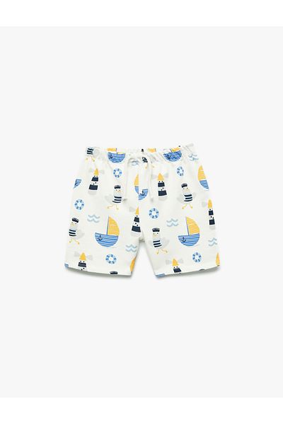 Koton Cotton Printed Lace-Up Shorts