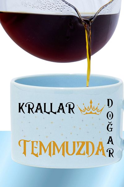 qoeuyl boutique Kings Are Born This Month Printed Spouse Dear Father Special Day Gift Rectangular Handle Pastel Blue Cup