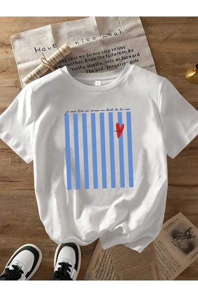 PERISENSE Tricou de damă cu imprimeu Stick Heart Special Design