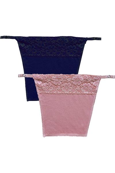 Glamroot Women's Cotton Camisole Cleavage Cover Clip-on Mock Lace Camisecret - Set of 2