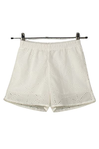 wakawakakidsstore White Fisto Embroidered Girl's Shorts