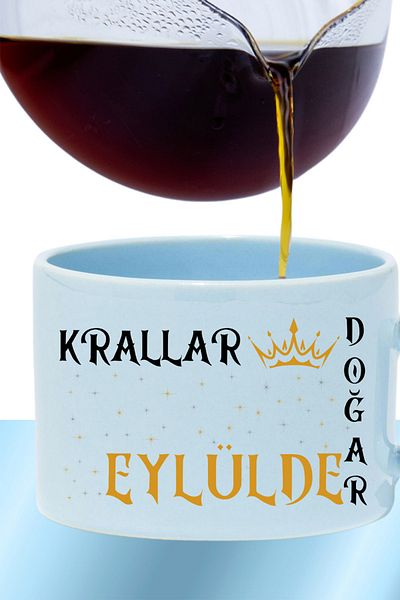 qoeuyl boutique Kings Are Born This Month Printed Spouse Dear Father Special Day Gift Rectangular Handle Pastel Blue Cup
