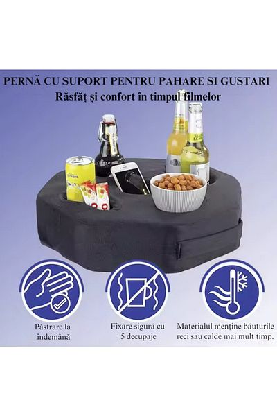 varioshop VarioShop® Cinematic Pillow, 5 Compartments, Ideal for drinks and snacks while watching