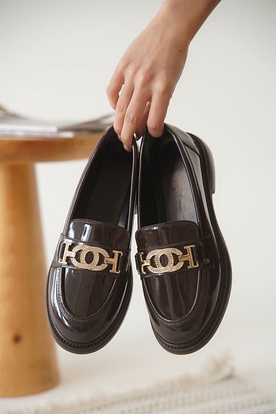 Zerenyus Дамски мокасини Vera Premium Comfort с цвят на горчиво кафе и лачена кожа