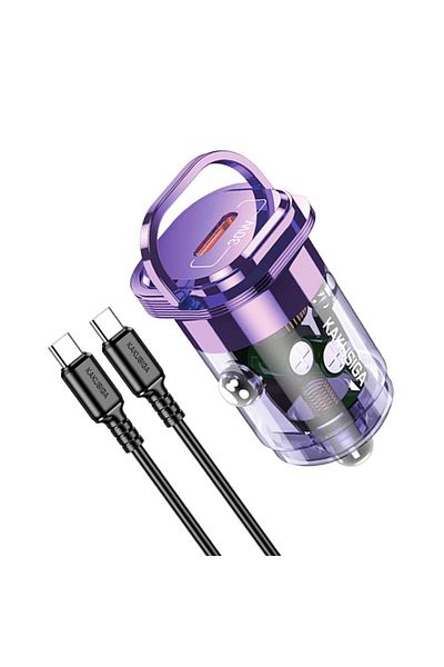 REDz Accessories Încărcător auto KSC-1190, cablu Type-C 1M, pentru iPhone 15/16 și Android, alimentare PD30W, violet