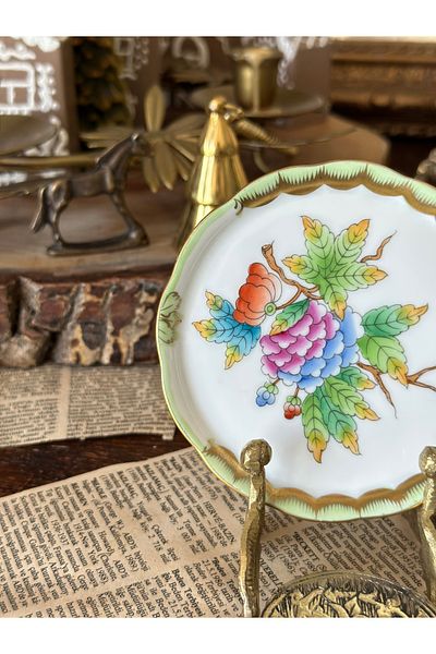 HEREND Queen Victoria Herend Porcelain Multi-Purpose Flower Patterned Presentation Plate Turkish Delight Plate Breakfast Plate 10 cm