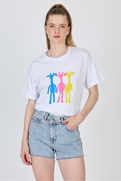 Rays Tricou alb oversize cu imprimeu girafă 2150-12M
