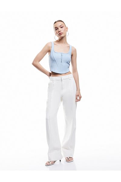 Koton Square Neck Corset Detailed Sleeveless Slim Fit Crop Blouse