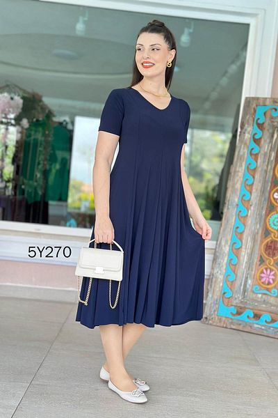 İnce Topuk V-Neck Crystal Fabric Dress 5Y270