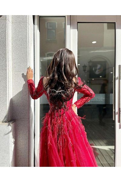 ALANOOD FASHION Evening dress with sleeves for special occasions