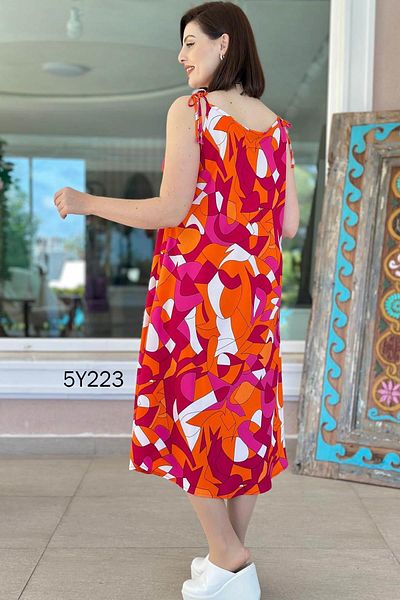 İnce Topuk Viscose Dress with Rope Straps 5Y223