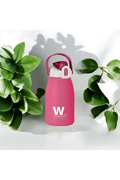 Espas Home 1600 ml Water Bottle – "Water Is Life" Design, Bpa-Free, Lockable and Leak-Proof Lid - Pink