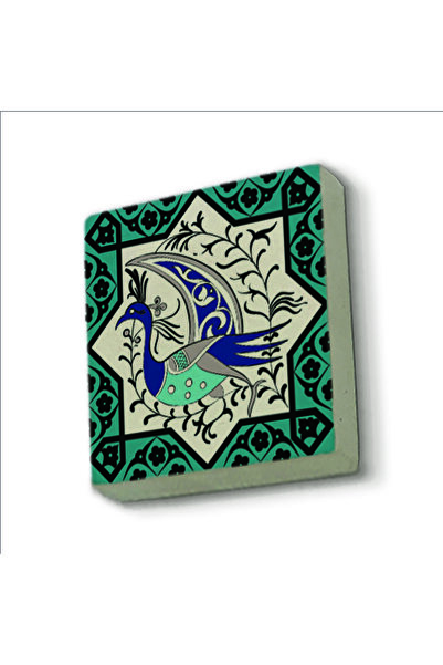 Souvenest زخرفة سلجوقية الأناضول - طباعة الطاووس الحجر الطبيعي Magnetkd-29 ثلاجة