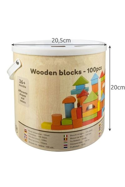 varioshop VarioShop® 100 Wooden Cubes Construction Set, Educational Toy For Children, Storage Box, No