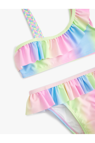 Koton Ruffle One Shoulder Thin Strap Bikini Set