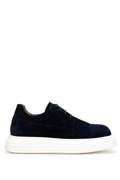 Tamer Tanca Men's Genuine Leather Navy Blue Suede Casual Shoes