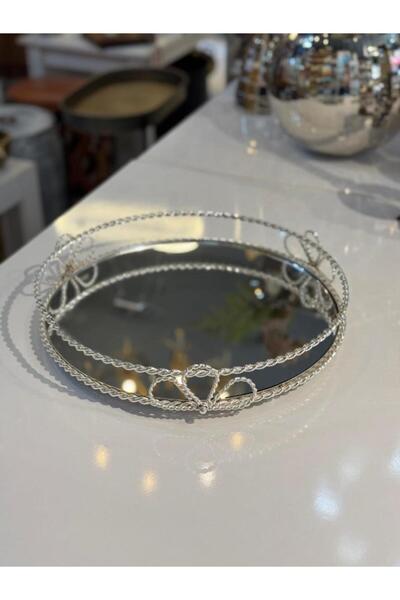 ÇIRPAN EV GÜMÜŞ MOTİFLİ YUVARLAK TEPSİ 36CM