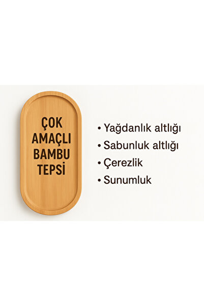 BEYZANA 6 Adet Bambu Sunumluk Yağlık Altlığı Sabunluk Altlığı Çok Amaçlı Tepsi 23*12 cm