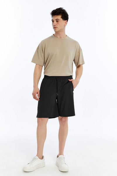 KRAVEN Men's Parachute Fabric Woven Casual Sports Bermuda Shorts with Zipper and Back Pocket